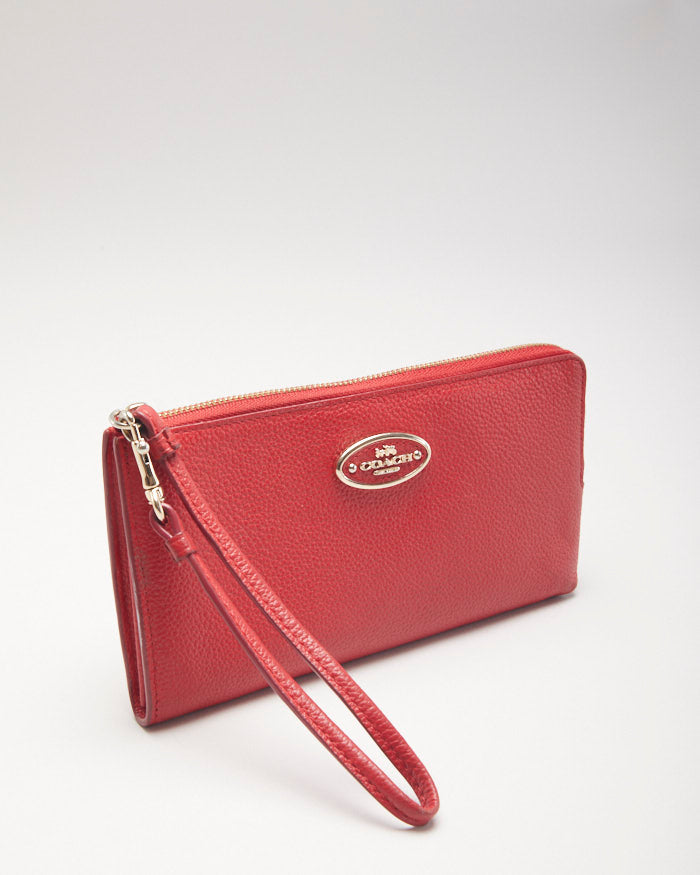 Coach Red Leather Clutch Purse Bag