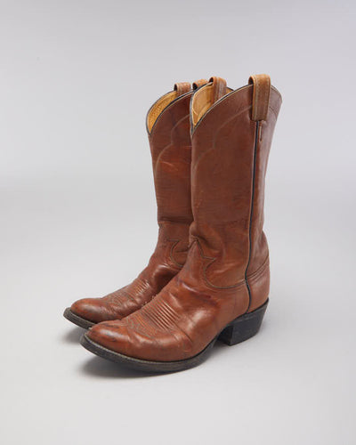 Vintage Tony Lama Brown Cowboy Boots - UK5