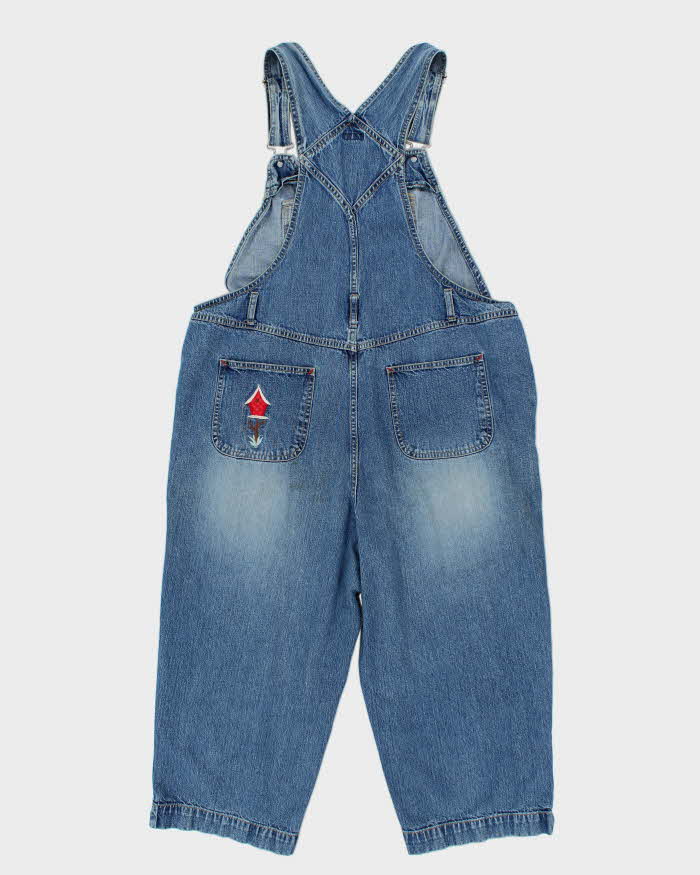 Vintage 90s North Crest Embroidered Cropped Dungarees - W40 L20