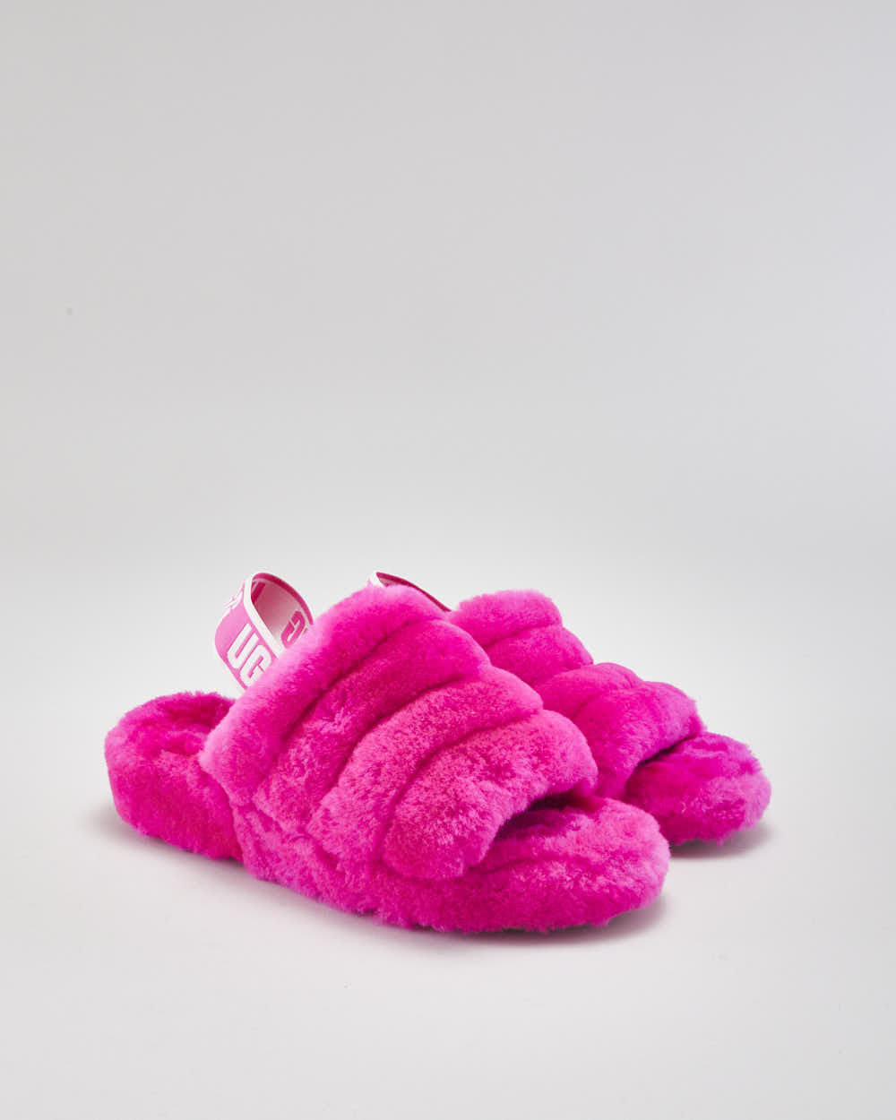 Pink ugg fluffy slippers best sale