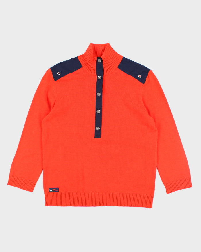 Vintage Ralph Lauren Orange Half Button up Jumper M Rokit