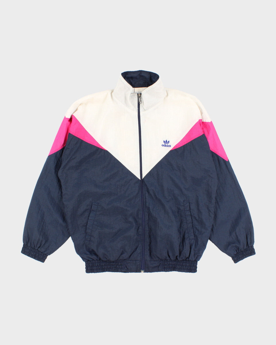 Giacca antivento Adidas blu e bianca da donna anni 80 XL Rokit