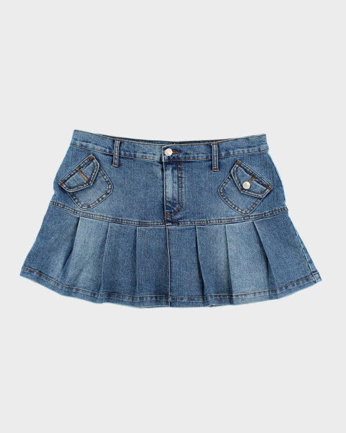 Y2k 00s 725 Pleated Denim Mini Skirt L Rokit