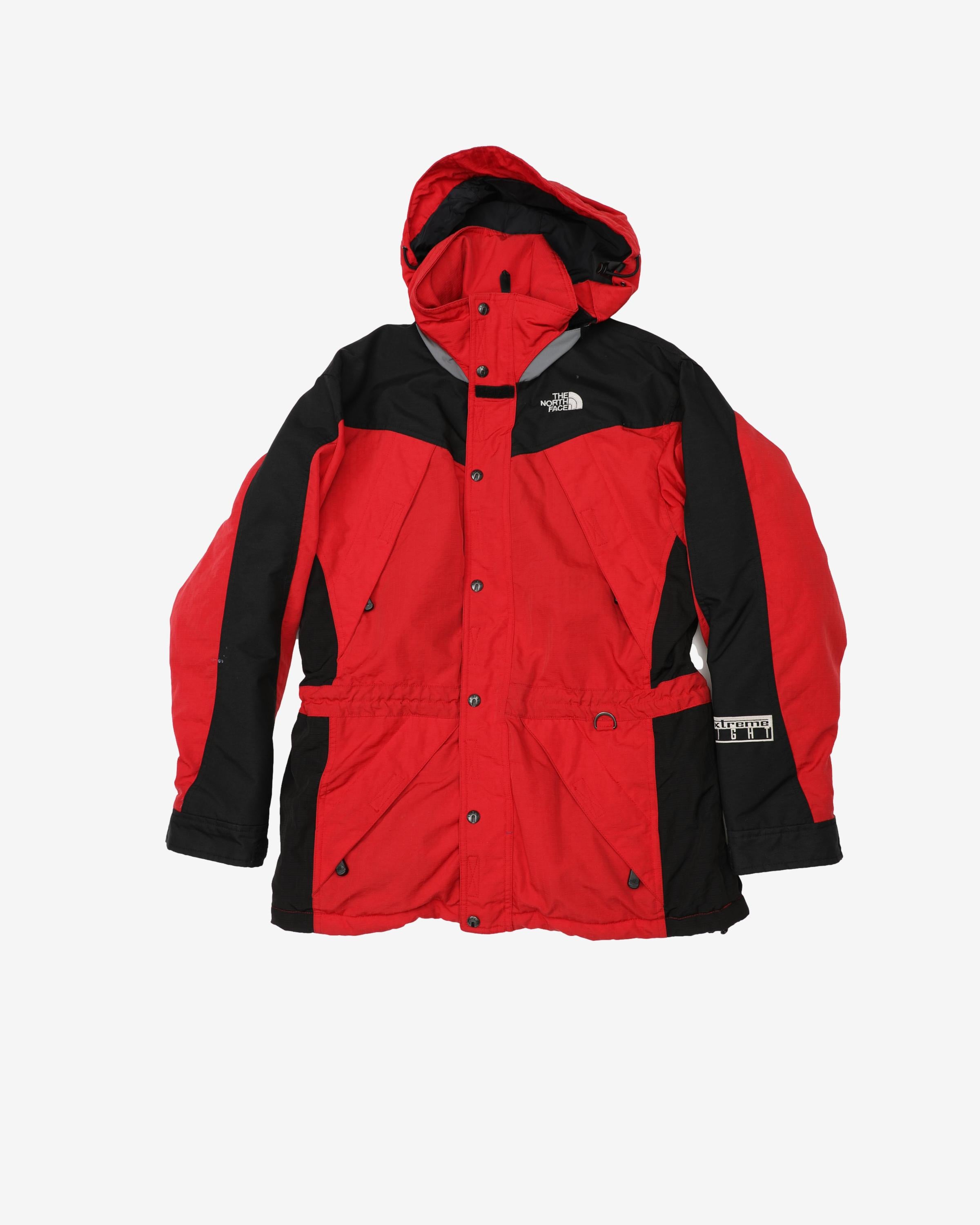 וינטג' שנות ה-90 The North Face אדום/שחור מעיל גשם קפוצ'ון - S – Rokit