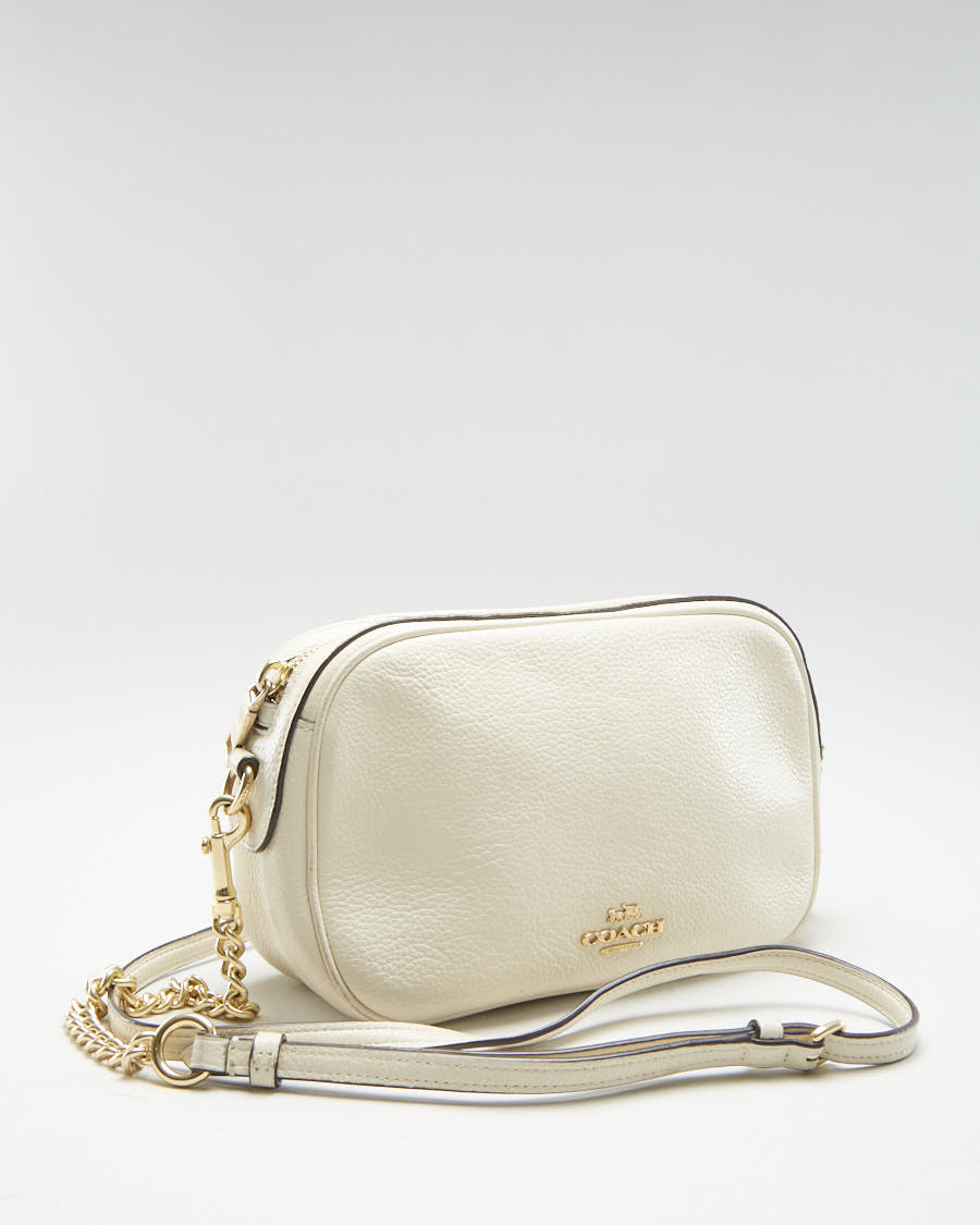 Coach Cream Leather Bag With Gold Chain – Rokit