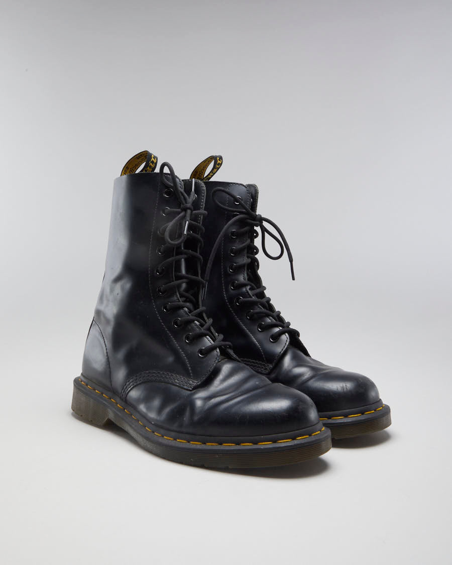 Dr Martens 10 Eyelet Black Leather Boots - EUR 42