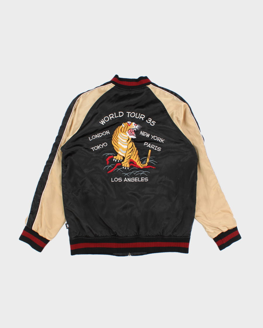 STUSSY SATIN deals EMBROIDERED BOMBER JACKET