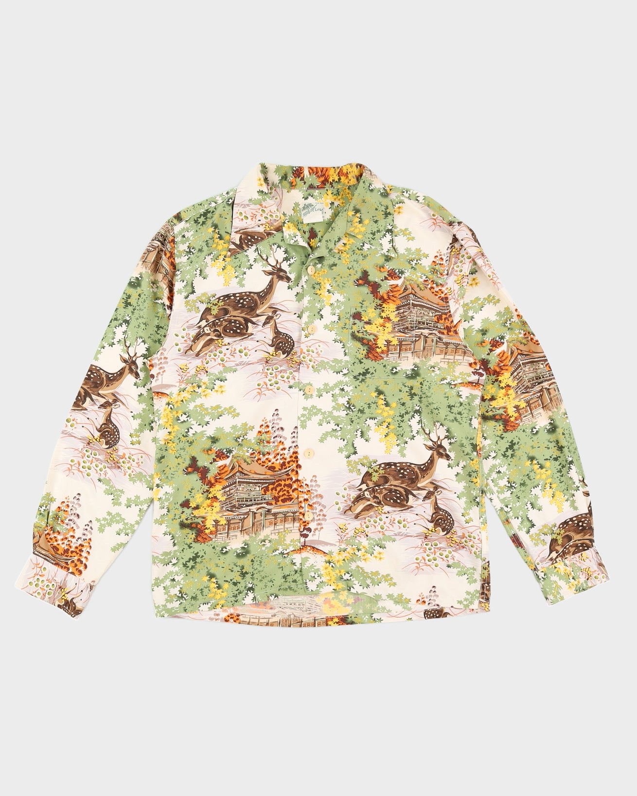 Forest Print Silk Long Sleeved Shirt - L