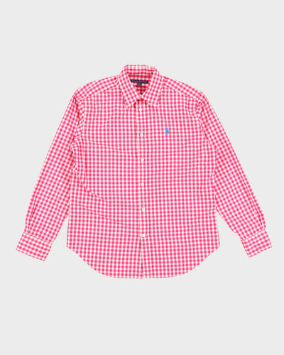 Pink and White Check Ralph Lauren Shirt - M