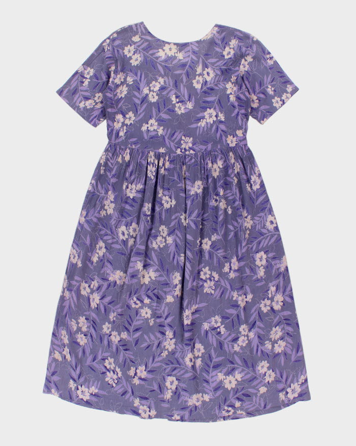 Vintage 90s Julia Purple Floral Midi Smock Dress - S