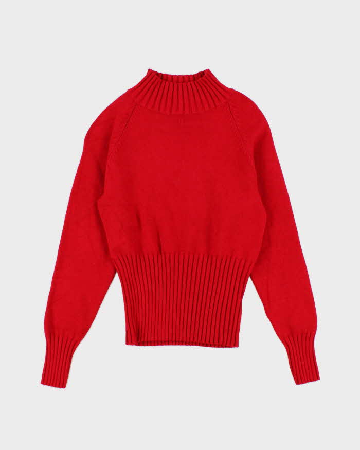 Vintage Women's Red Roll Neck Sweater - M