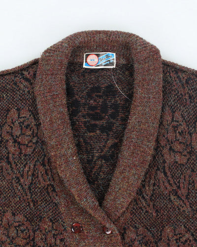 Vintage 80s Sparkly Chunky Knit Cardigan - L