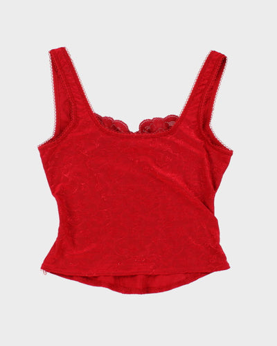 90s Arianne Red Embroidered Top - S