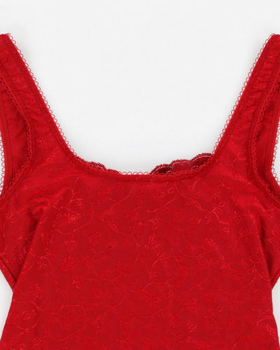 90s Arianne Red Embroidered Top - S