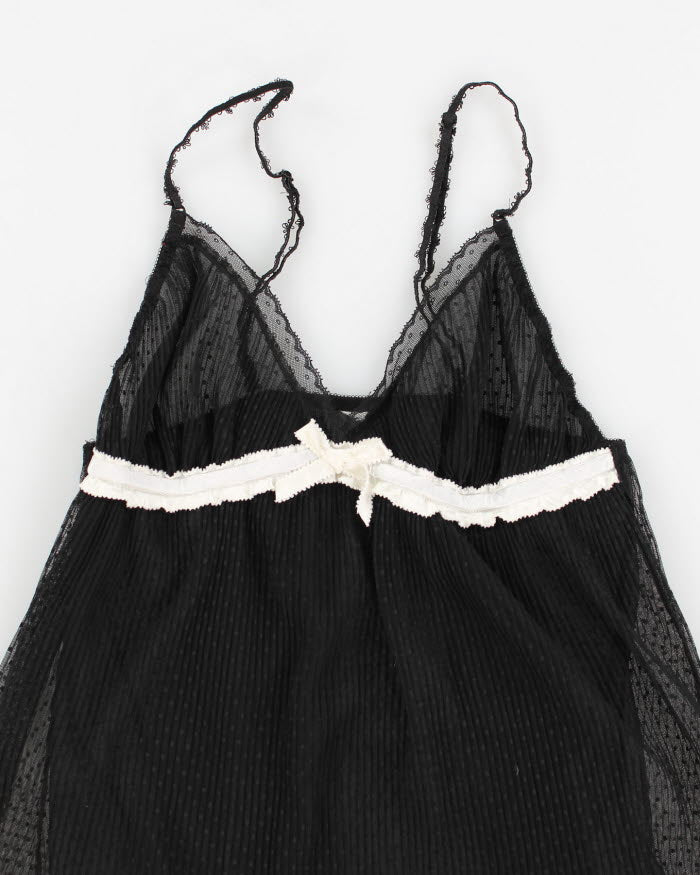 Y2k 00s Black Mesh Lingerie Cami - S