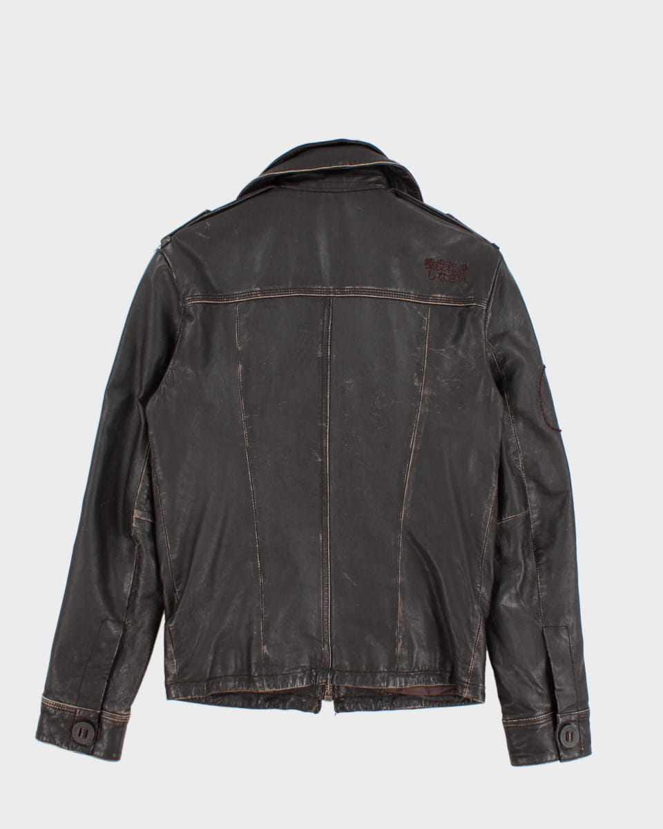 Superdry Leather Motorcycle Jacket - S