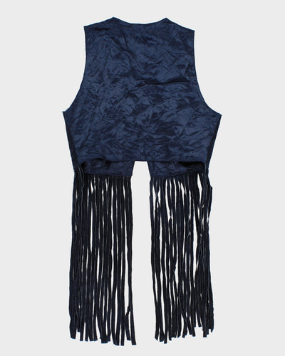 Vintage 70s Passport Navy Fringe Waistcoat - S