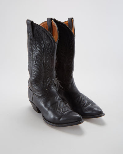 Vintage Tony Lama Black Cowboy Boots - Mens UK 7.5
