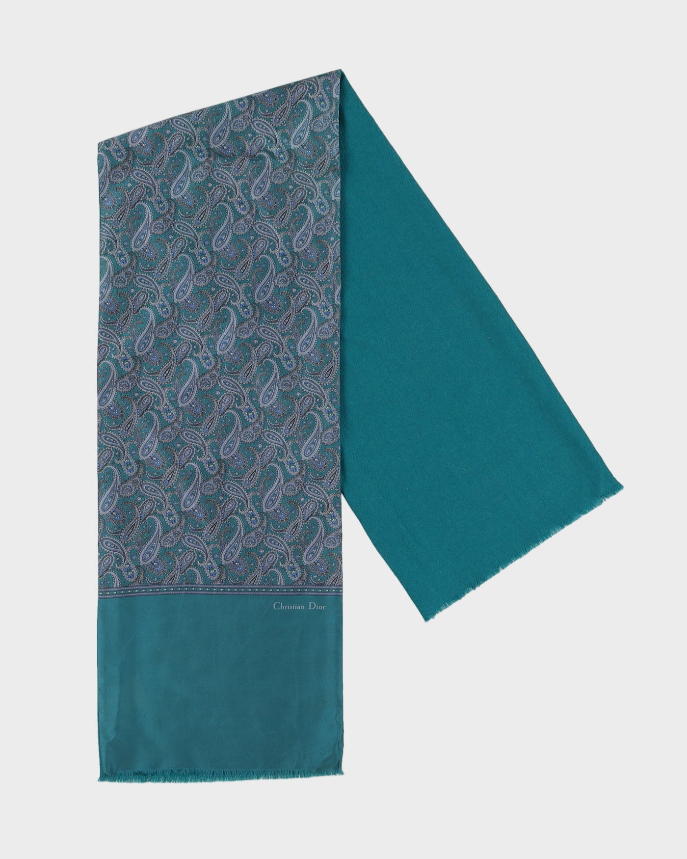 Christian Dior Green Paisley Silk And Wool Scarf - One Size – Rokit