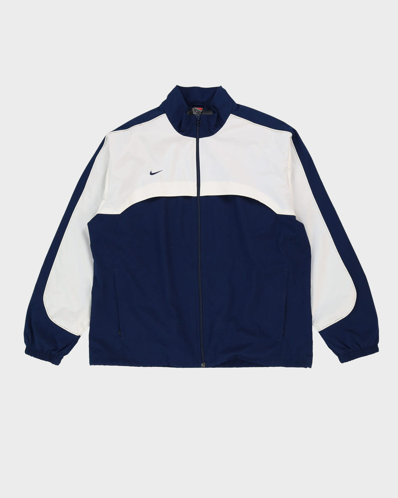 Vintage 90'er Nike marineblå / hvid fuld lynlås oversized windbreaker jakke  - l