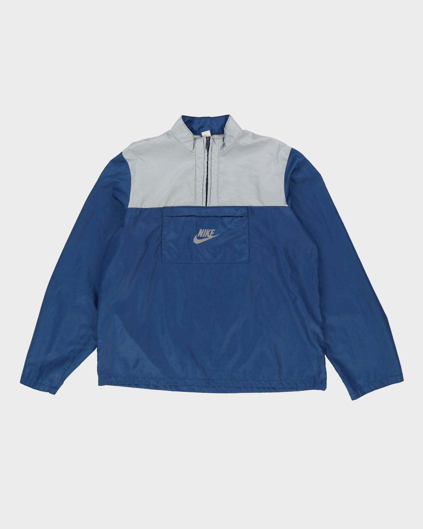 Veste coupe-vent surdimensionnée Nike bleu quart-zip vintage des années 80  - l – Rokit