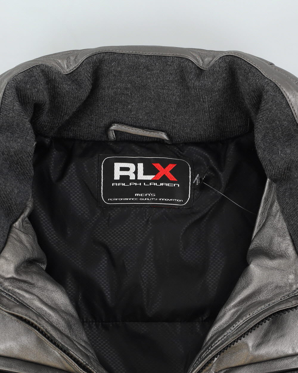 RLX Ralph Lauren Grey Leather Puffer Jacket XL Rokit