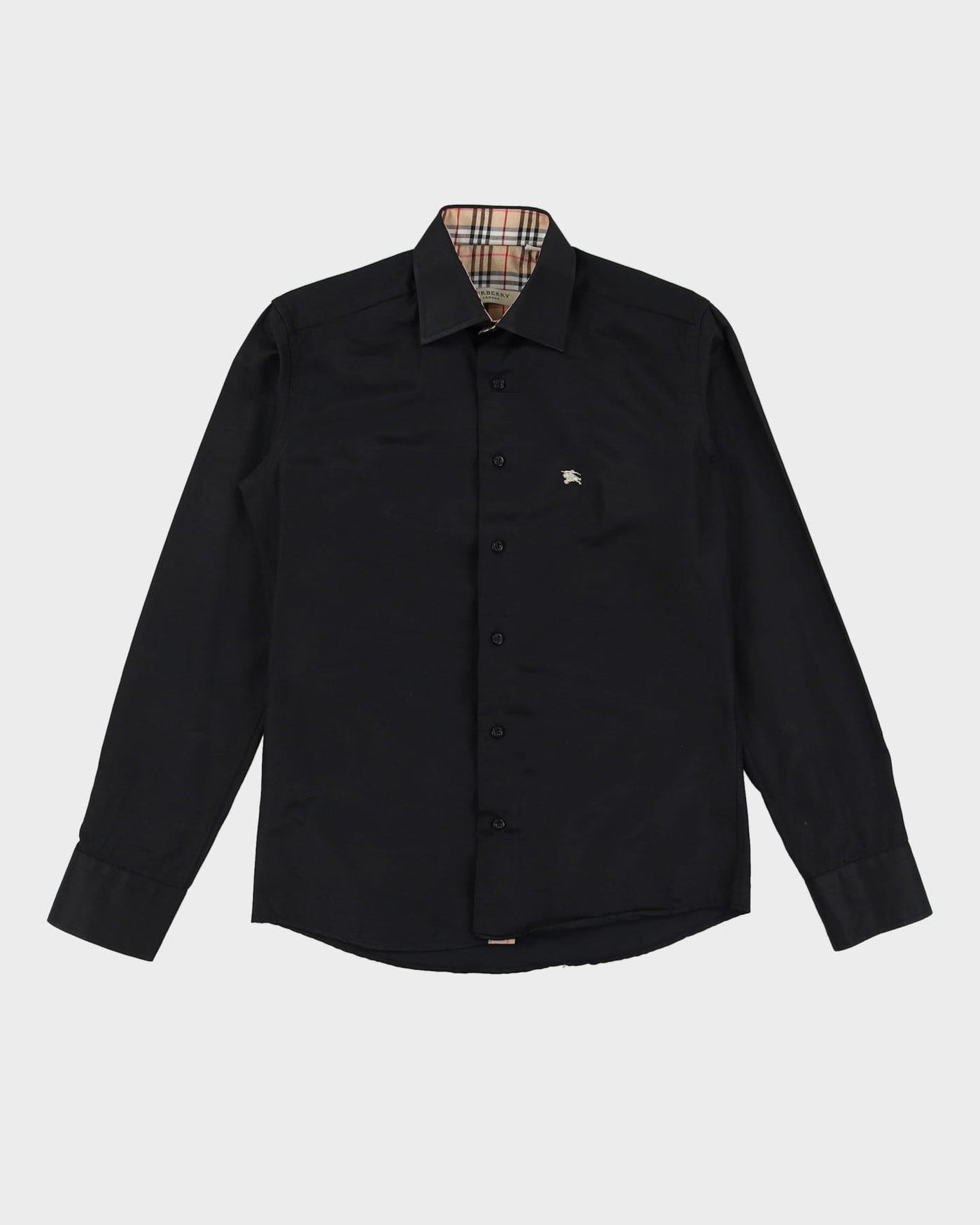 00-tal Burberry svart långärmad skjorta med knappar - s – Rokit