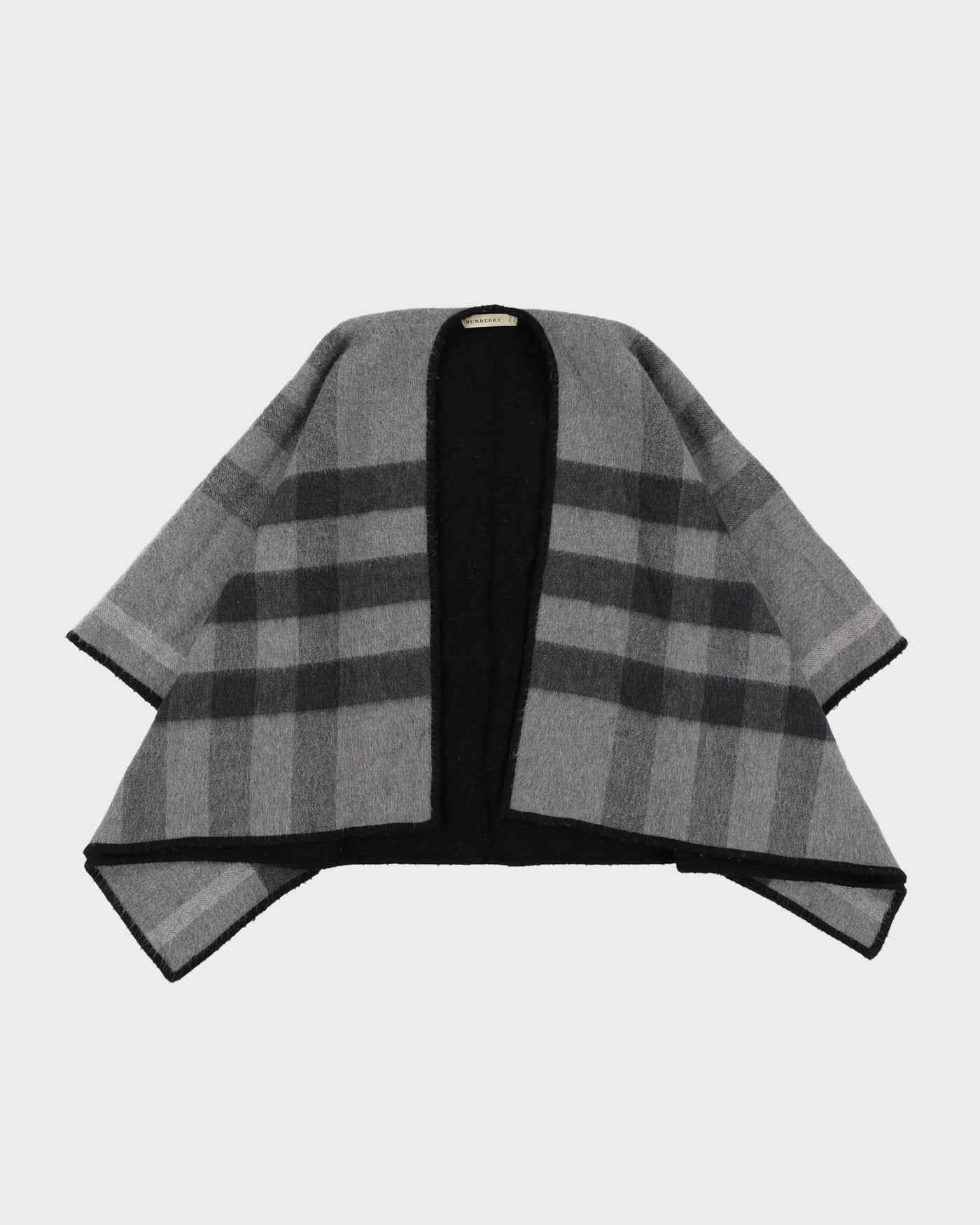 Burberry Grey Checked Cashmere Shawl / Wrap - One Size