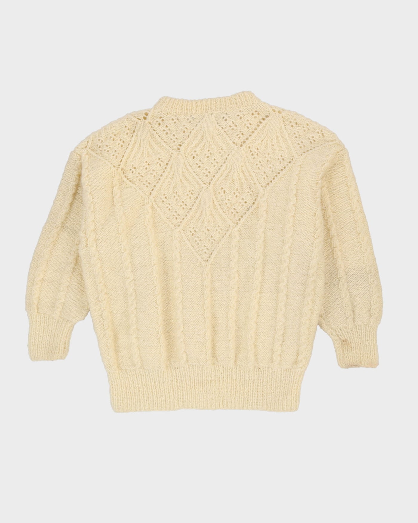 00s Cream Mohair Blend Knitted Jumper - L