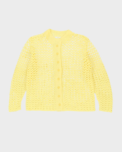 Yellow Lace Crocheted Cardigan - M