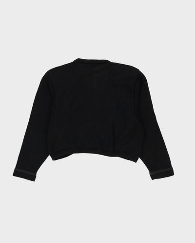 Black Suede Detailed Bolero Cardigan - M