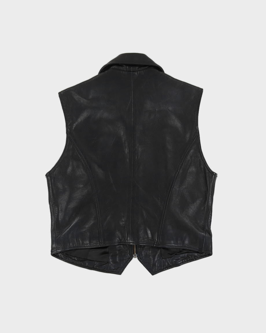 DKNY Black Leather Waistcoat - S – Rokit