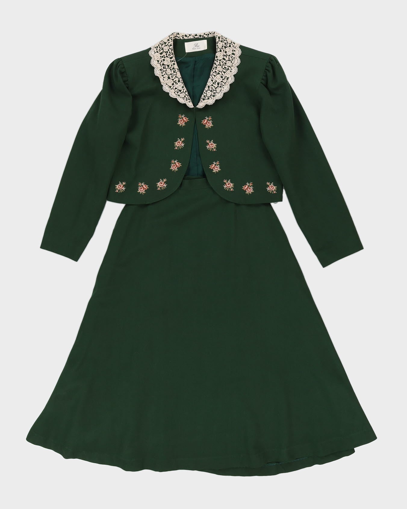 Green Embroidered 2 Piece Suit - S